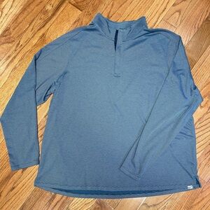 Duluth Trading Co Men’s Blue Quarter Zip Pullover Waffle Knit Performance 2XL